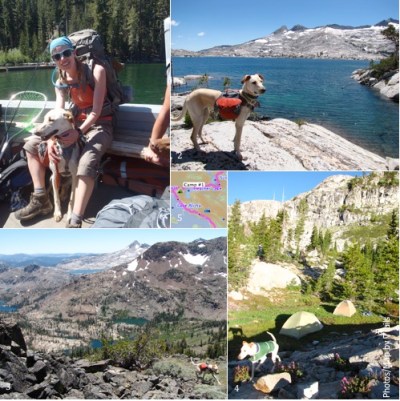 1. Boat taxi across Echo Lake 2. Lake Aloha 3. View south from Dick's Pass 4. First night's camp 5. Click for full map