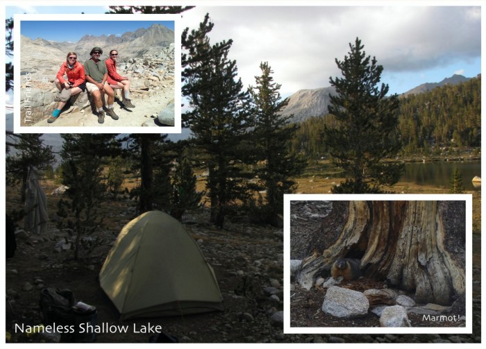 Trail friends, Nameless shallow lake, marmot