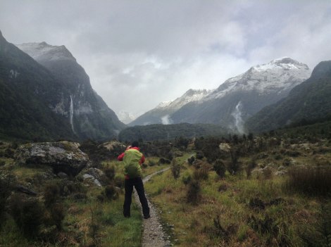 Looking back up the Iris Burn river gorge after a stormy night. 